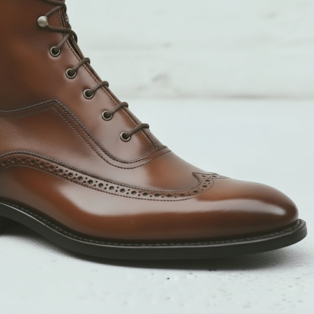 Men's Brown Wingtip Leather Oxford Boots