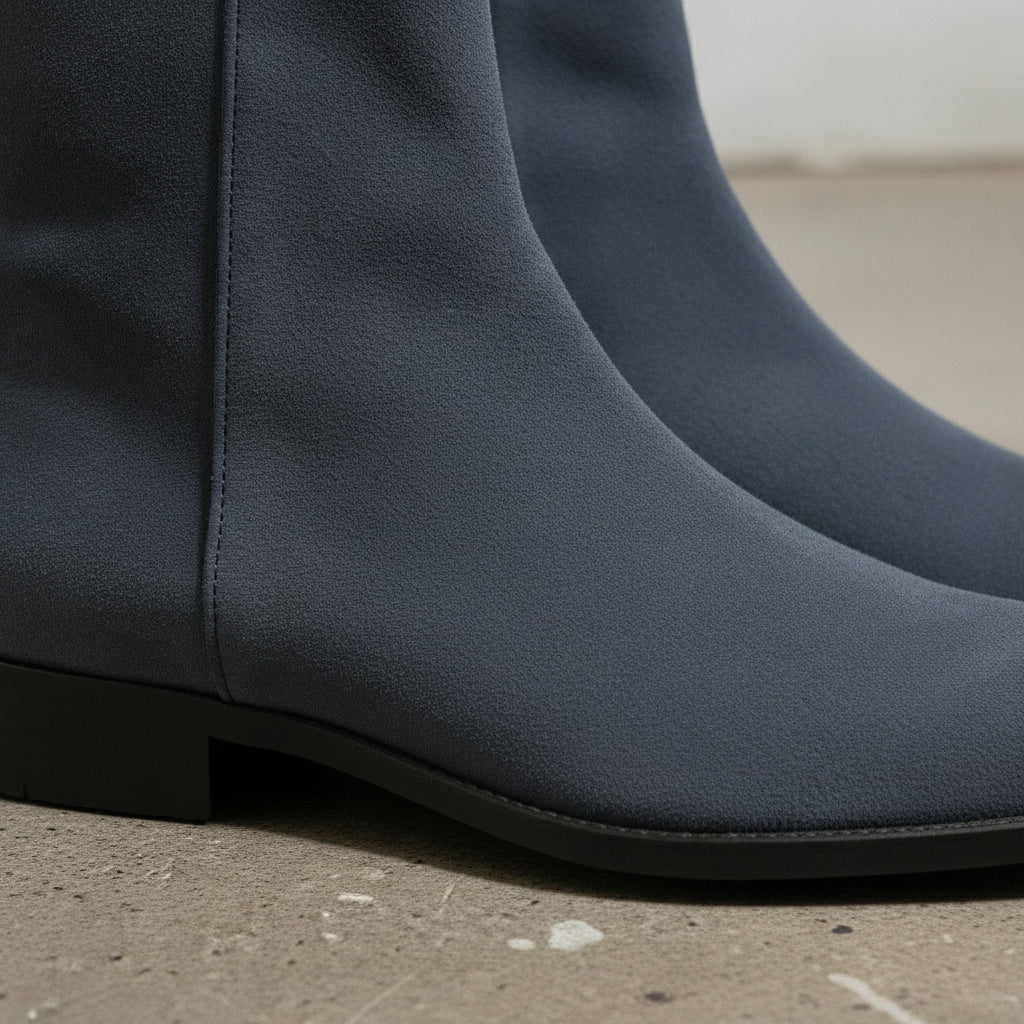 Men's Navy Blue Plain-Toe Suede Ankle Boots