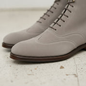 Men's Light Gray Wingtip Suede Lace-Up Ankle Boots