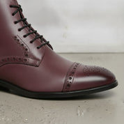 Men's Burgundy Cap-Toe Leather Derby Boots