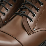 Men's Brown Cap-Toe Leather Lace-Up Combat Boots — Alderley