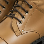 Men's Tan Cap-Toe Leather Lace-Up Combat Boots — Alderley