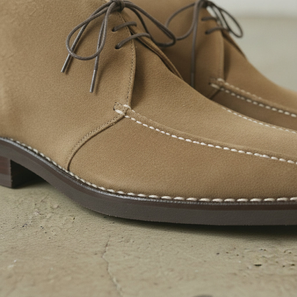 Men's Tan Apron-Toe Suede Chukka Boots