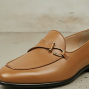 Men's Tan Apron-Toe Leather Bit Loafers