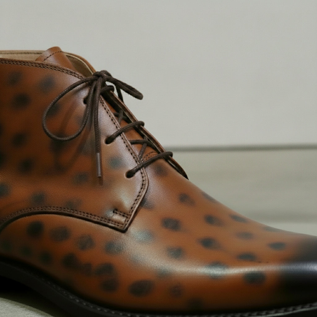 Men's Brown Spotted Leather Chukka Boots