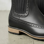 Men's Black Wingtip Suede Leather Chelsea Boots — Colman