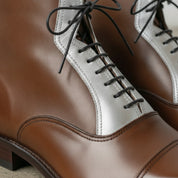 Men's Brown and Silver Cap-Toe Leather Ankle Boots — Clarendon