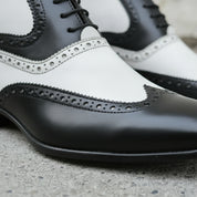 Men's Black and White Wingtip Leather Spectator Oxfords