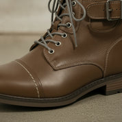 Men's Brown Cap-Toe Leather Ankle Boots — Borton