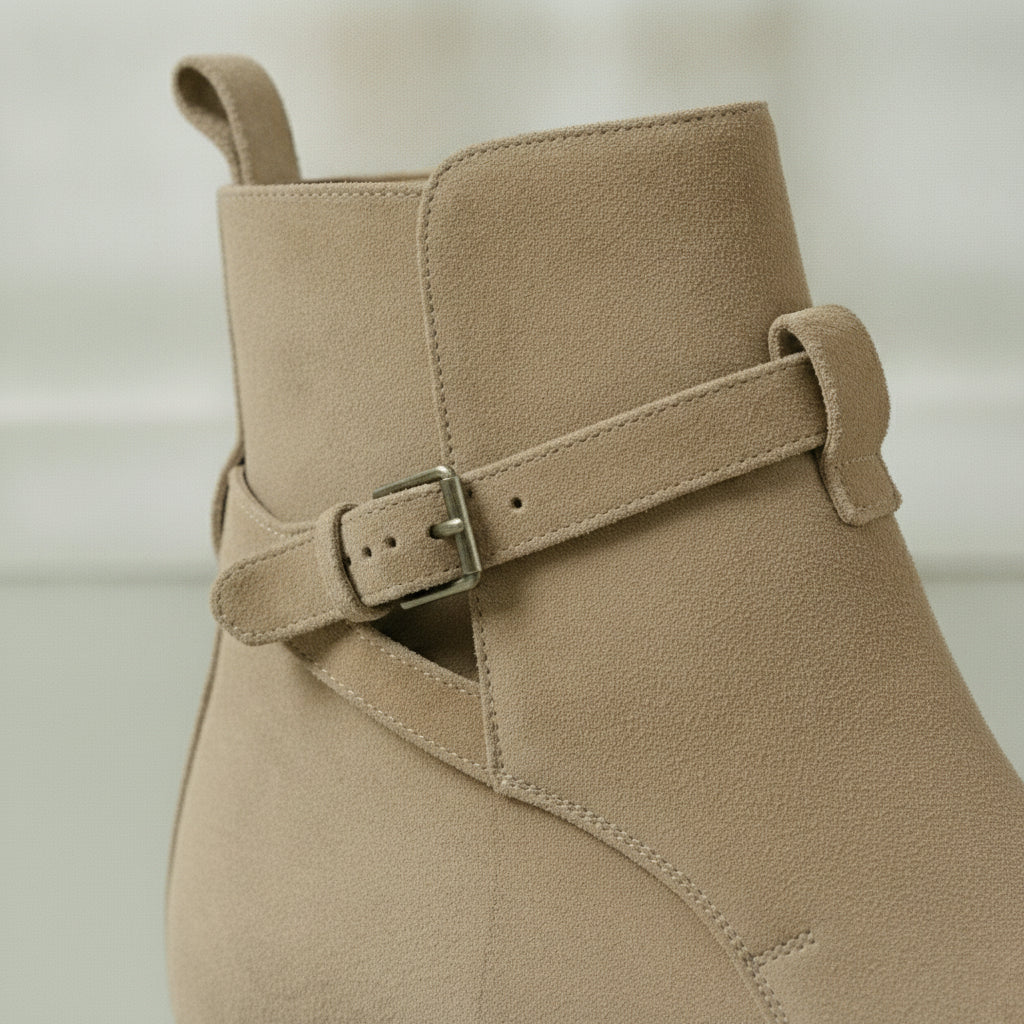 Men's Tan Suede Leather Plain-Toe Jodhpur Boots — Fowkes