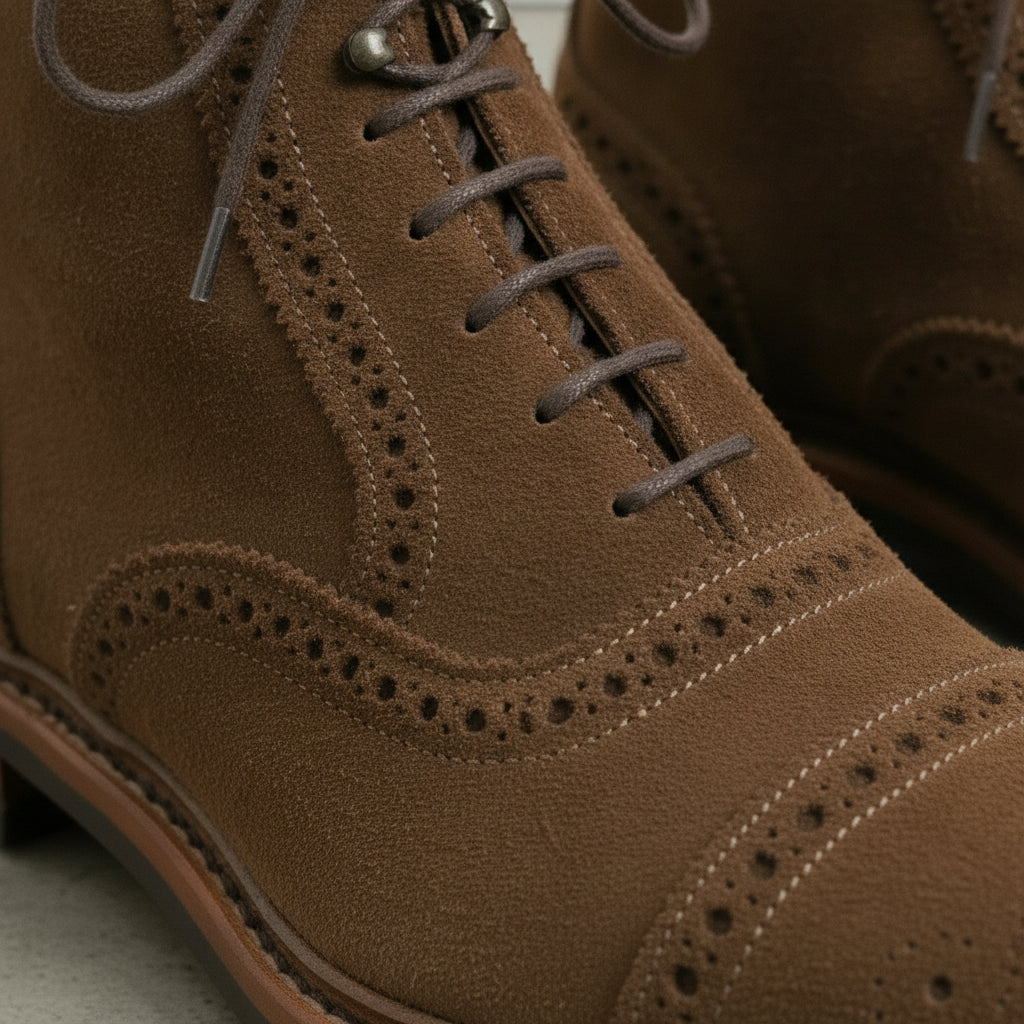 Men's Dark Brown Cap-Toe Suede Ankle Boots — Coldstream