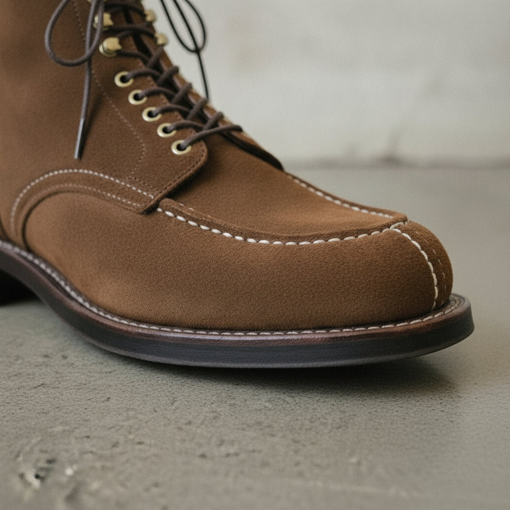 Men's Brown Apron-Toe Suede Derby Ankle Boots — Greenway