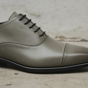 Men's Olive Gray Cap-Toe Leather Oxfords — Abberline