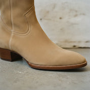 Men's Tan Suede Cuban Heel Ankle Boots — Ackland