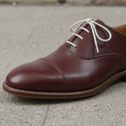 Men's Burgundy Cap-Toe Leather Oxfords — Bromley