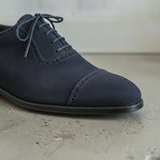 Men's Navy Blue Cap-Toe Suede Oxfords — Humber