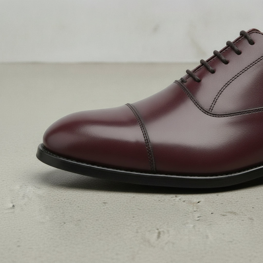 Men's Burgundy Cap-Toe Leather Oxfords — Hackett