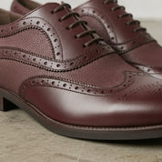 Men's Burgundy Pebbled Leather Wingtip Oxfords — Neale