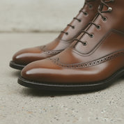 Men's Brown Wingtip Leather Oxford Boots — Selby