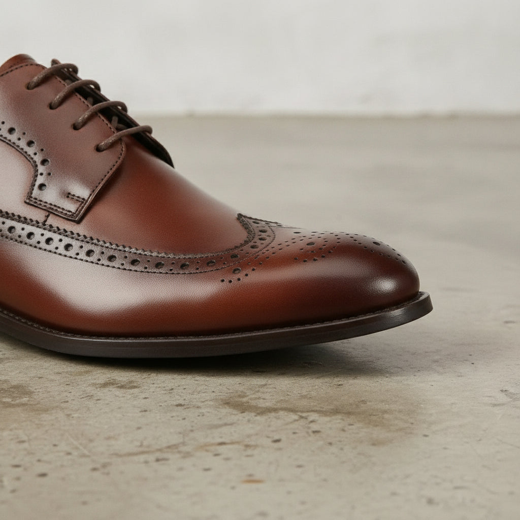 Men's Brown Wingtip Leather Brogue Derby — Bathwick