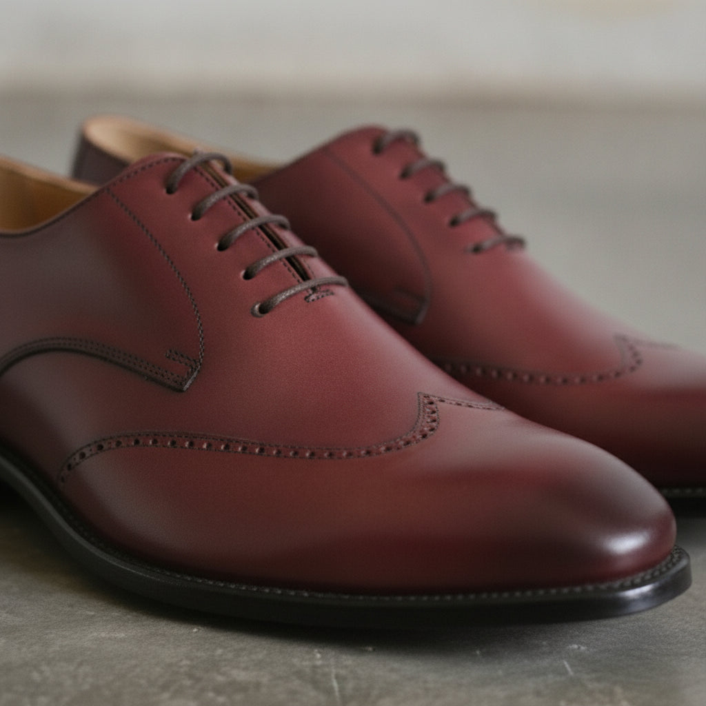 Men's Burgundy Cap-Toe Leather Oxfords — Edenwood