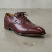 Men's Burgundy Cap-Toe Brogue Leather Oxfords — Earlham