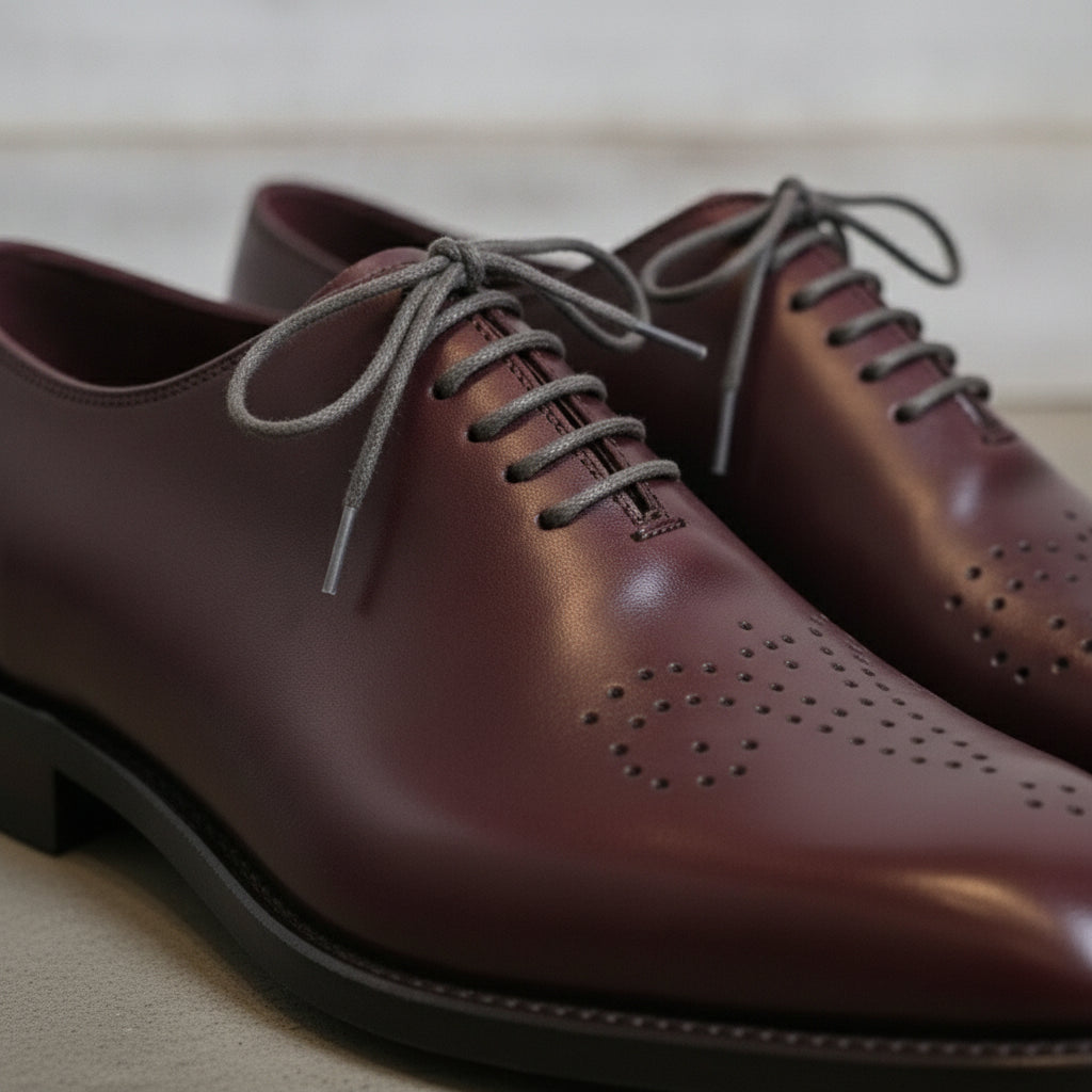 Men's Burgundy Brogue Leather Oxfords — Chadburn
