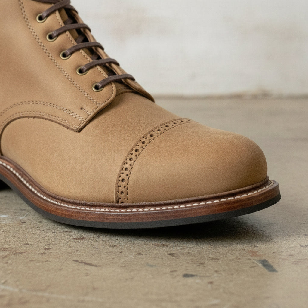 Men's Tan Cap-Toe Nubuck Leather Ankle Boots — Laverton