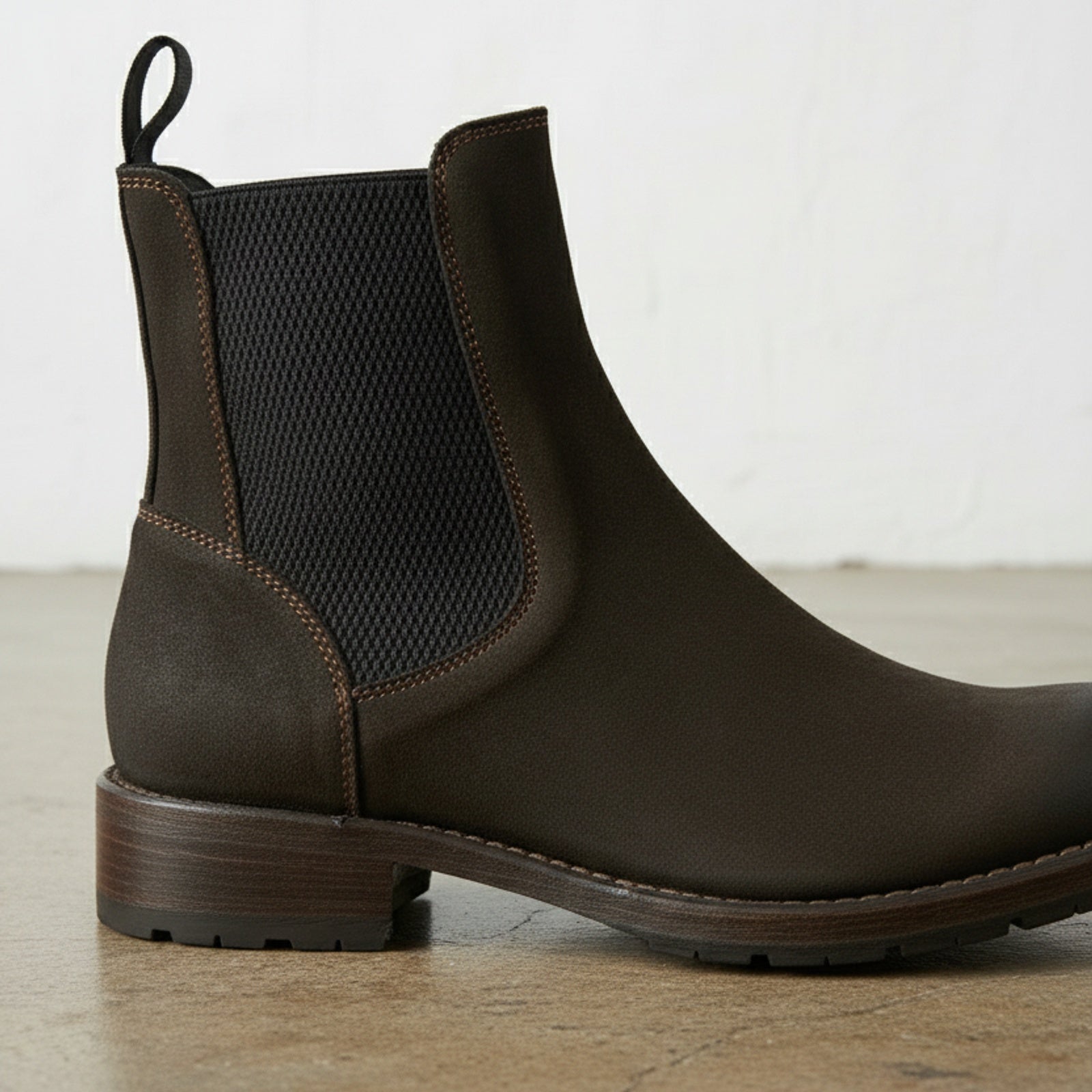 detail-view-showing-texture - Men's Chelsea Boots, Suede Chelsea Boots, Dark Brown Chelsea Boots, Casual Chelsea Boots