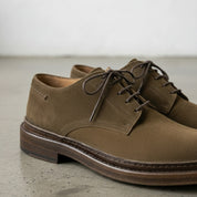 detail-view-showing-texture - Men's Derby Shoes, Suede Derby Shoes, Olive Green Derby Shoes, Lace-up Derby Shoes