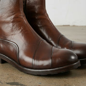 detail-view-showing-texture - Men's Distressed Leather Ankle Boots, Full-Grain Leather Ankle Boots, Dark Brown Leather Boots