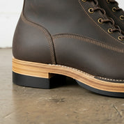 detail-view-showing-texture - Men's Logger Boots, Leather Work Boots, Goodyear Welt Logger Boots