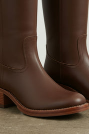 detail-view-showing-texture - Women's Handmade Brown Classic Riding Leather Boots