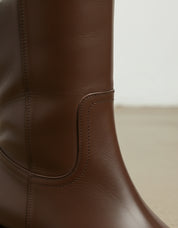detail-view-showing-texture - Women's Handmade Brown Knee-High Leather Riding Boots