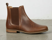 detail-view-showing-texture - Women's Handmade Brown Leather Chelsea Boots