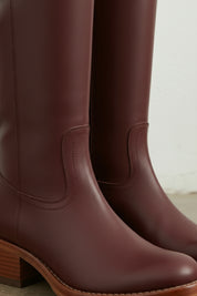 detail-view-showing-texture - Women's Handmade Burgundy Classic Riding Leather Boots