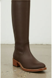 detail-view-showing-texture - Women's Handmade Chocolate Suede Leather Classic Riding Boots