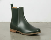 detail-view-showing-texture - Women's Handmade Dark Green Leather Chelsea Boots