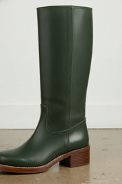 detail-view-showing-texture - Women's Handmade Dark Green Leather Classic Riding Boots