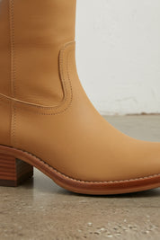 detail-view-showing-texture - Women's Handmade Leather Knee-High Boots, Pull-On Riding Boot, Buttery Soft Leather Boot