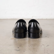 Men's Black Apron-Toe Leather Tassel Loafers — Ainsley