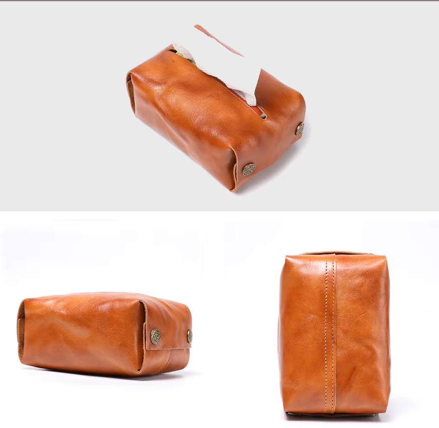 New Style Cowhide Full-Grain Leather Tissue Bag