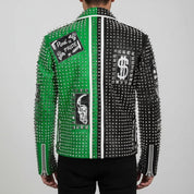 Men's Studded Spiked Punk Rock Moto Leather Jacket