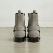 Men's Light Gray Plain-Toe Suede Biker Boots — Brindle