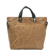 Unisex Waterproof Waxed Canvas Messenger Bag with Leather Handles