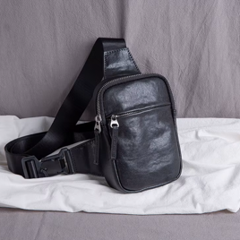 Full-Grain Leather Messenger Waist Bag, Mini Shoulder Bag