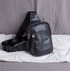 Full-Grain Leather Messenger Waist Bag, Mini Shoulder Bag