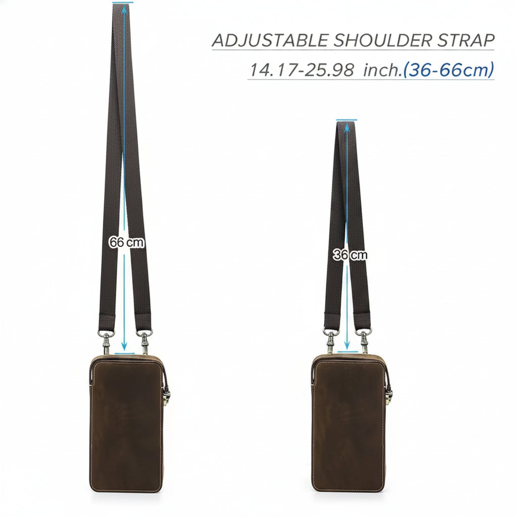 Men's Adjustable Strap Multi-Use Full- Grain Leather Crossbody Bag