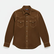 Handmade Men's Dark Brown Suede Western Shirt Jacket
