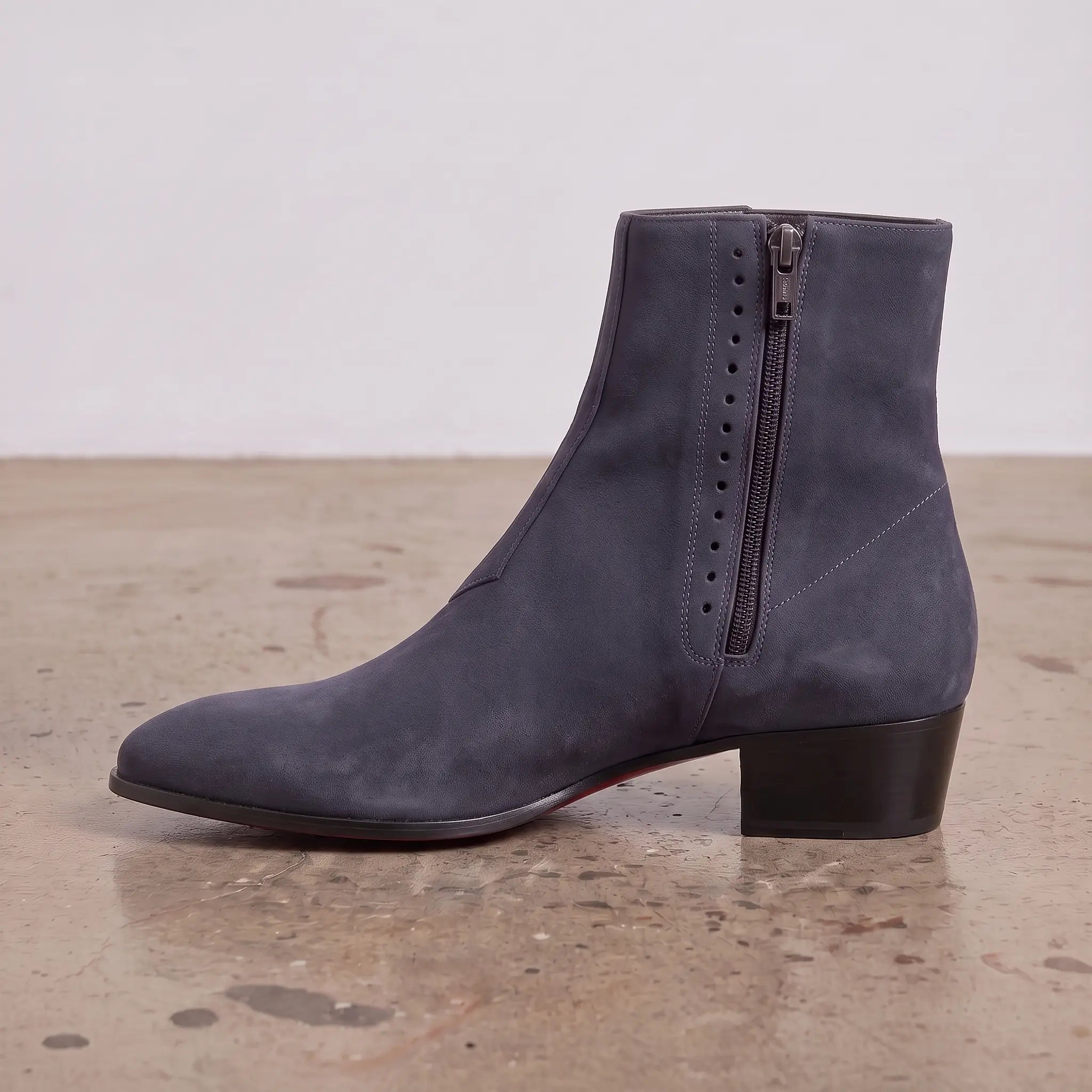 Men's Navy Blue Plain-Toe Suede Ankle Boots — Merrick